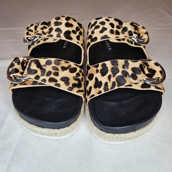 AQUA Kail Leopard-Print Calf Hair Slide Sandals NWT 7.5 Retail $120 - Picture 3 of 13